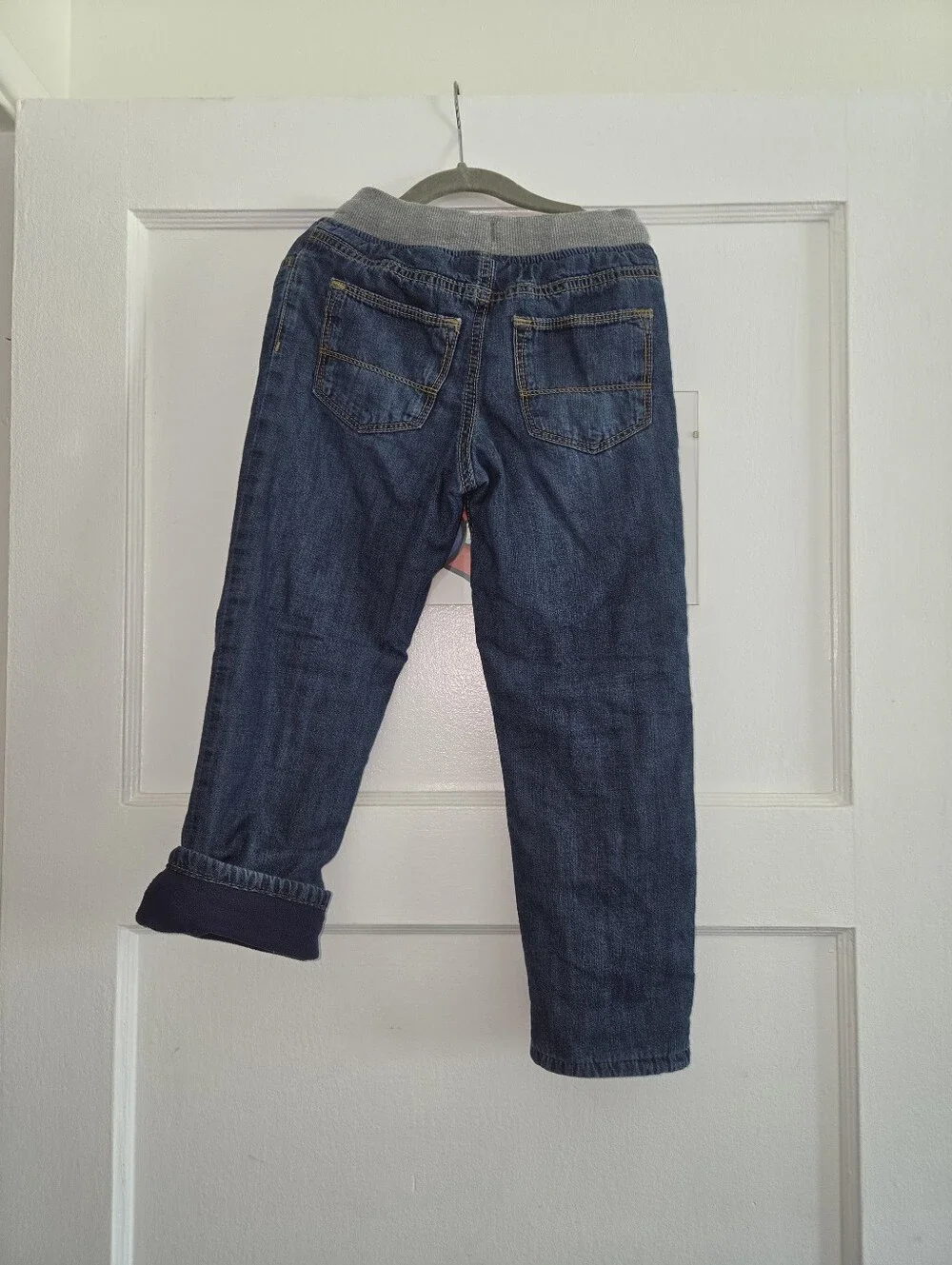 Boys 5T Oshkosh Fleece Lined Denim Pull-On Straight Jeans - Dark Wash